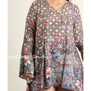 Umgee bohemian mini dress Plus size w/bell sleeves